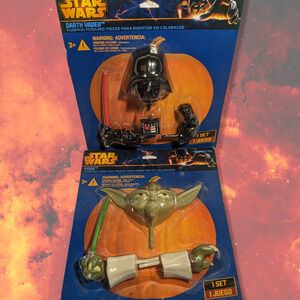 Lot of 2 Star Wars Yoda & Darth Vader Pumpkin Push-Ins Kits Brand New Halloween